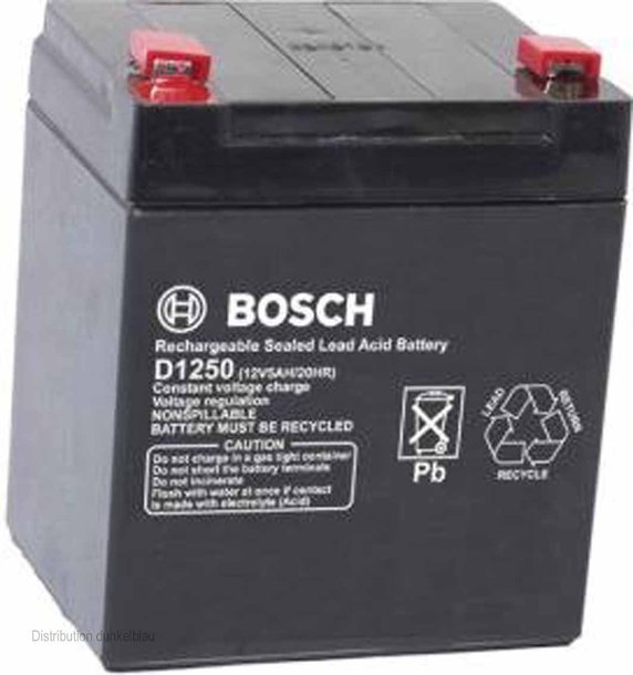 D1250	Batterie 12V, 5 Ah Bosch	Einbruchmeldesysteme